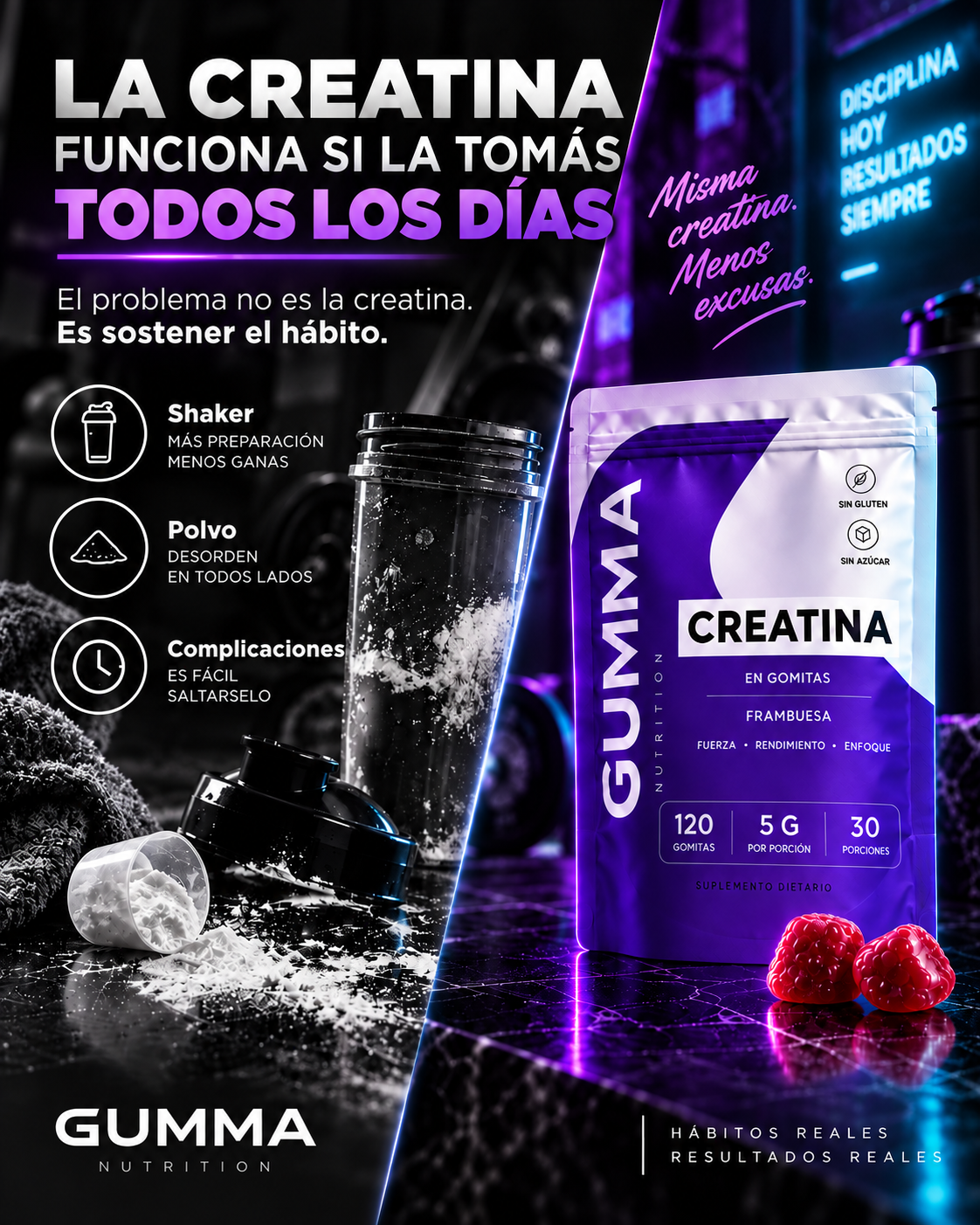 GUMMA GOMITAS DE CREATINA® Más fuerza para entrenar y para tu día.