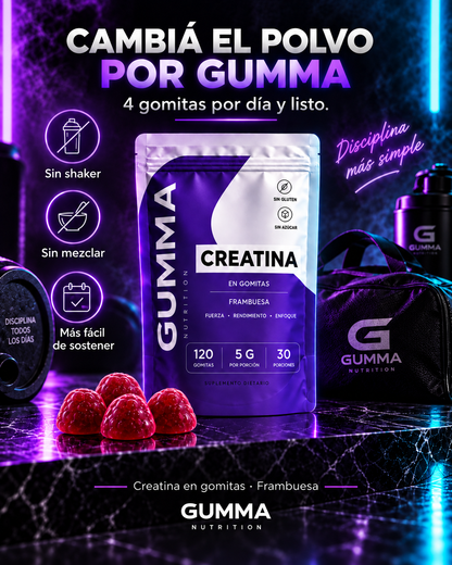 GUMMA GOMITAS DE CREATINA® Más fuerza para entrenar y para tu día.